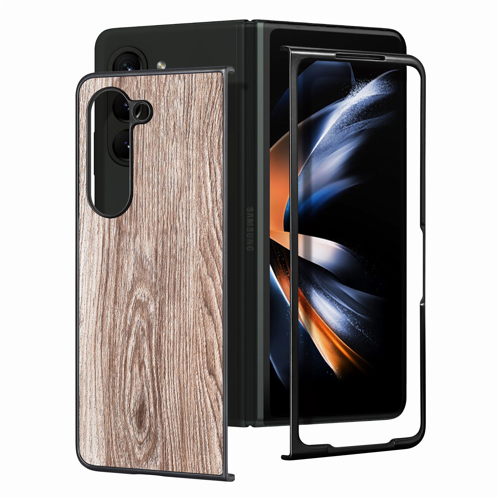 Wood Texture Phone Case for Samsung Galaxy Z Fold5 5G PU Leather Coated PC Shockproof Hard Cover Wood Texture Phone Case for Samsung Galaxy Z Fold5 5G PU Leather Coated PC Shockproof Hard Cover